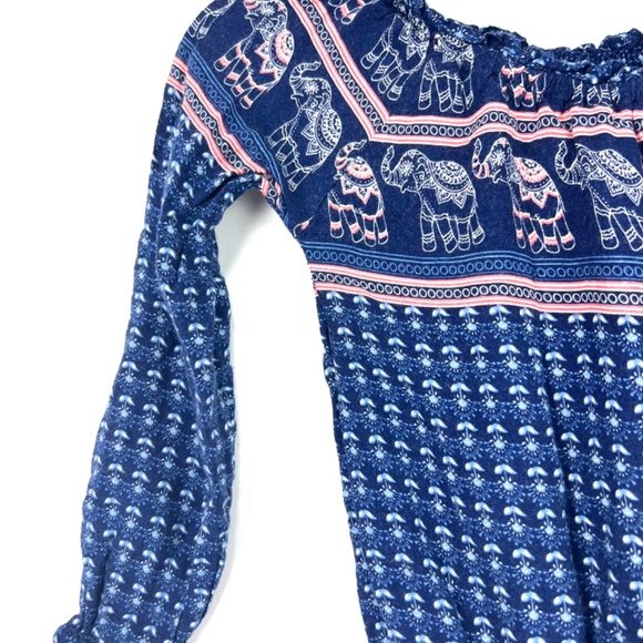 Japan Kids Girls Blue and Pink Elephant Motif Romper Size 7 - Picture 9 of 16